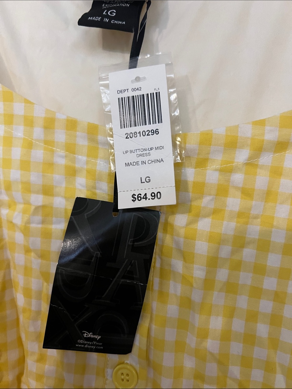 Disney Pixar Up Yellow Gingham Balloon Print Women’s Dress - Picture 3 of 6